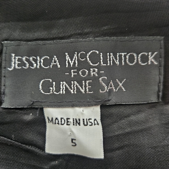 Jessica McClintock X Gunne Sax Strapless Black Vintage Dress Size 6 Goth Mobwife - Picture 10 of 11